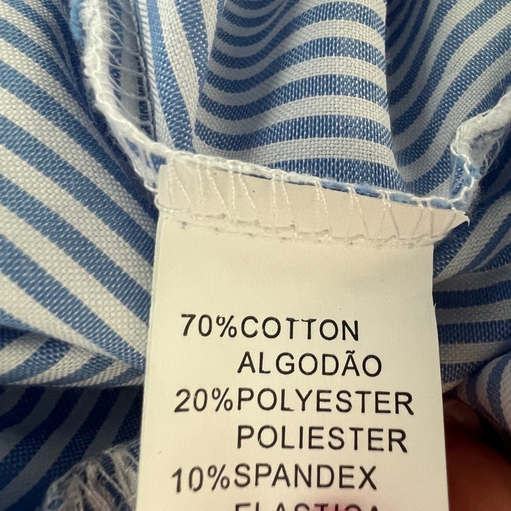 Pink Ripple Blue Striped Button-Up Dress - Picture 4 of 7